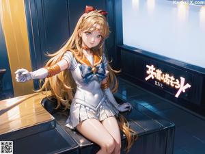 A girl in a sailor outfit holding a wand.