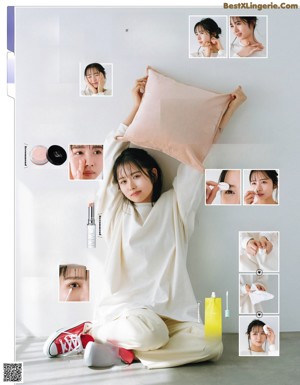 A magazine page with a picture of a woman's face.