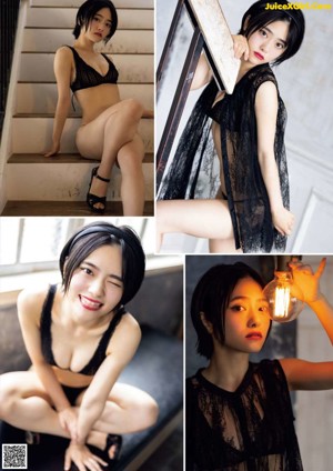 A young woman leaning against a wooden wall.