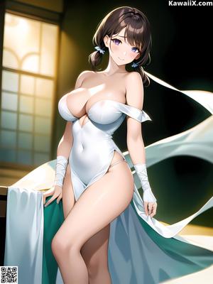 A woman in a white bikini sitting on a bathtub.