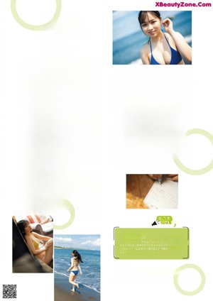 A collage of photos of a woman in a bikini and a straw hat.